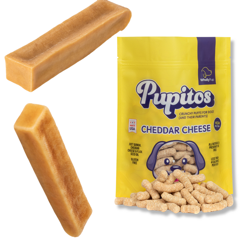 Pupitos Cheddar Cheese Puffs + 2 Yak Chews